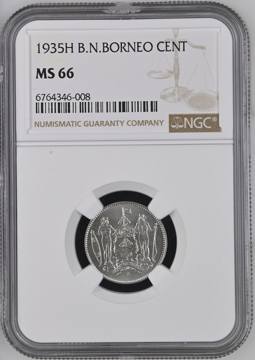 British North Borneo 1935-H 1 Cent Copper- Nickel NGC MS 66