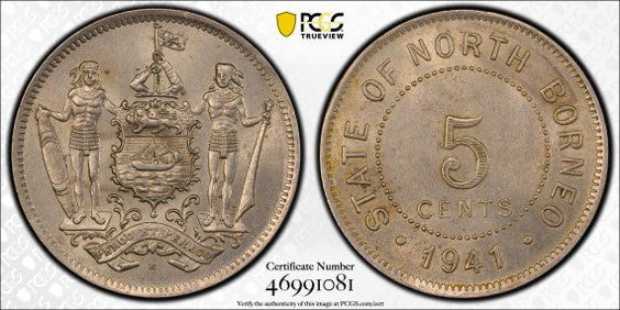 British North Borneo 1941-H 5 Cents Copper- Nickel PCGS MS 62