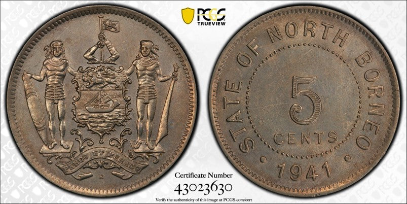 British North Borneo 1941-H 5 Cents Copper- Nickel PCGS MS 62