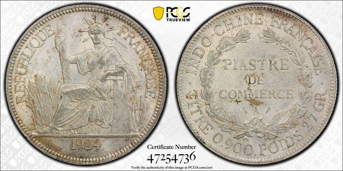 French Indo-China 1924-A Silver Piastre PCGS MS 61