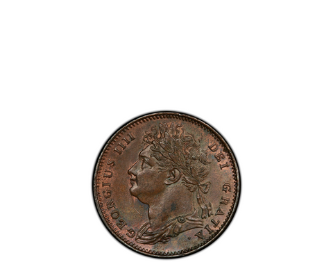 GREAT BRITAIN GEORGE IV 1825 1/4D PCGS MS 63 RB S-3822