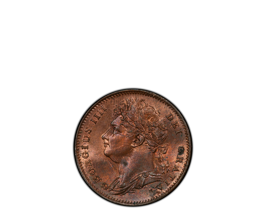 GREAT BRITAIN GEORGE IV 1825 1/4D PCGS MS 63 RB S-3822