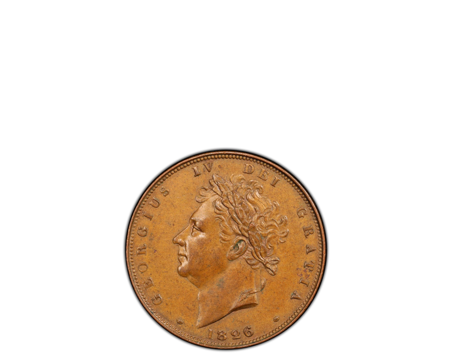 GREAT BRITAIN GEORGE IV 1826 1/4D PCGS MS 63 BN Small Head S-3825
