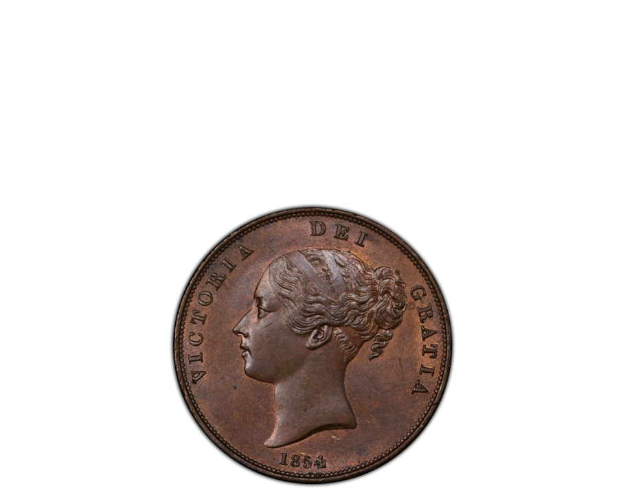 GREAT BRITAIN VICTORIA 1854 Penny 1D PCGS MS 64 BN S-3948 Plain Trident