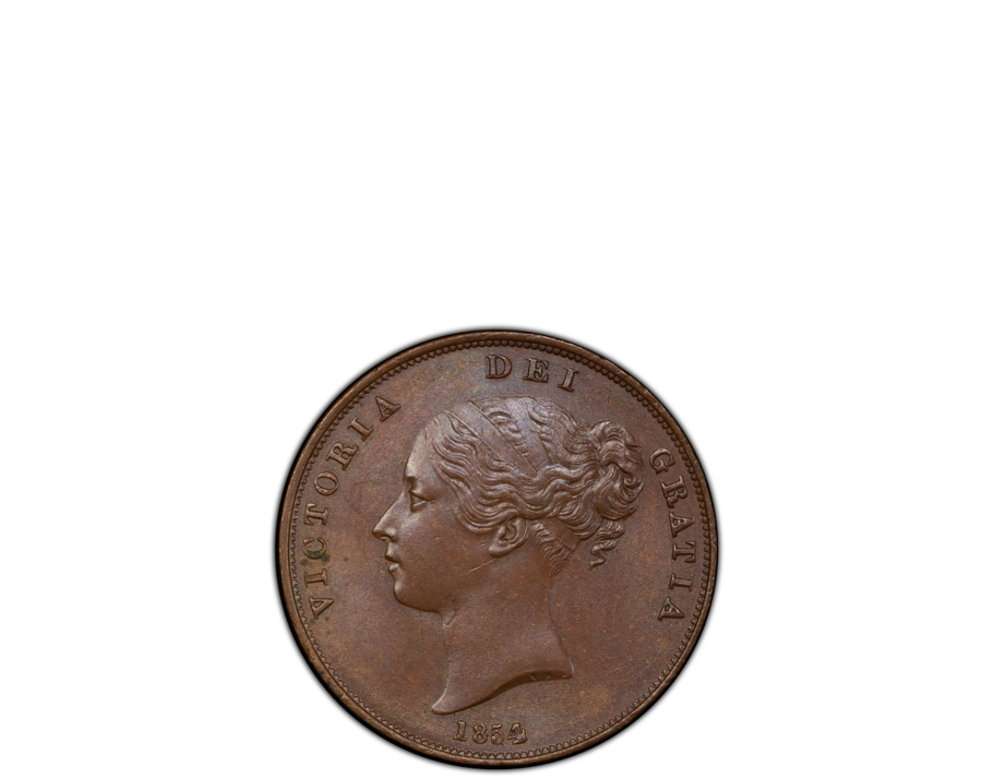 GREAT BRITAIN VICTORIA 1854 Penny 1D PCGS MS 63 BN S-3948 Plain Trident