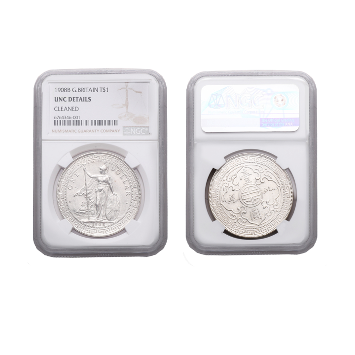 Great Britain Edward VII 1898-B Silver Trade Dollar NGC UNC Cleaned