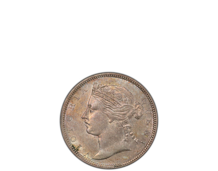 Straits Settlements Victoria 1877 20 Cents PCGS AU 55