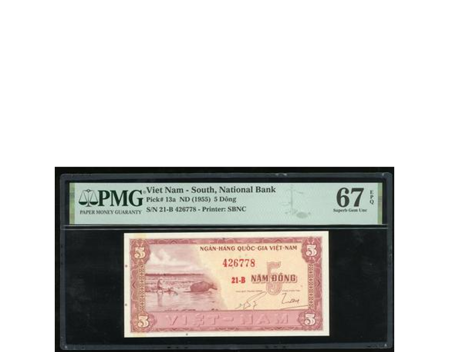Vietnam South 5 Dong 1955 Pick 13A PMG 67 EPQ
