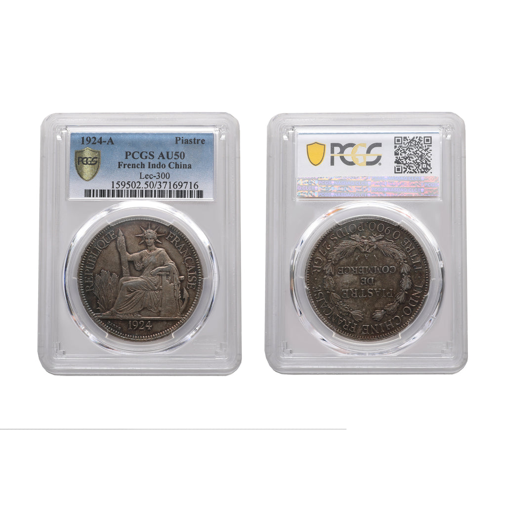 French Indo-China 1924-A Silver Piastre PCGS AU 50