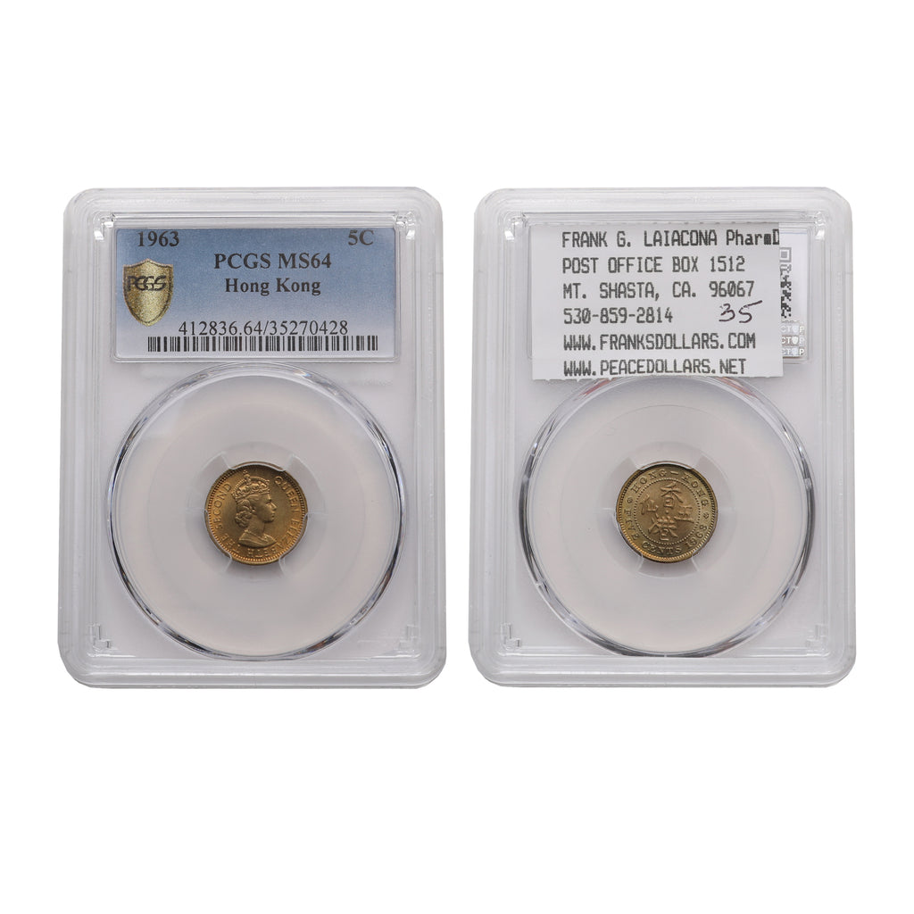 Hong Kong Elizabeth II 1963 Nickel-brass 5 cents PCGS MS 64