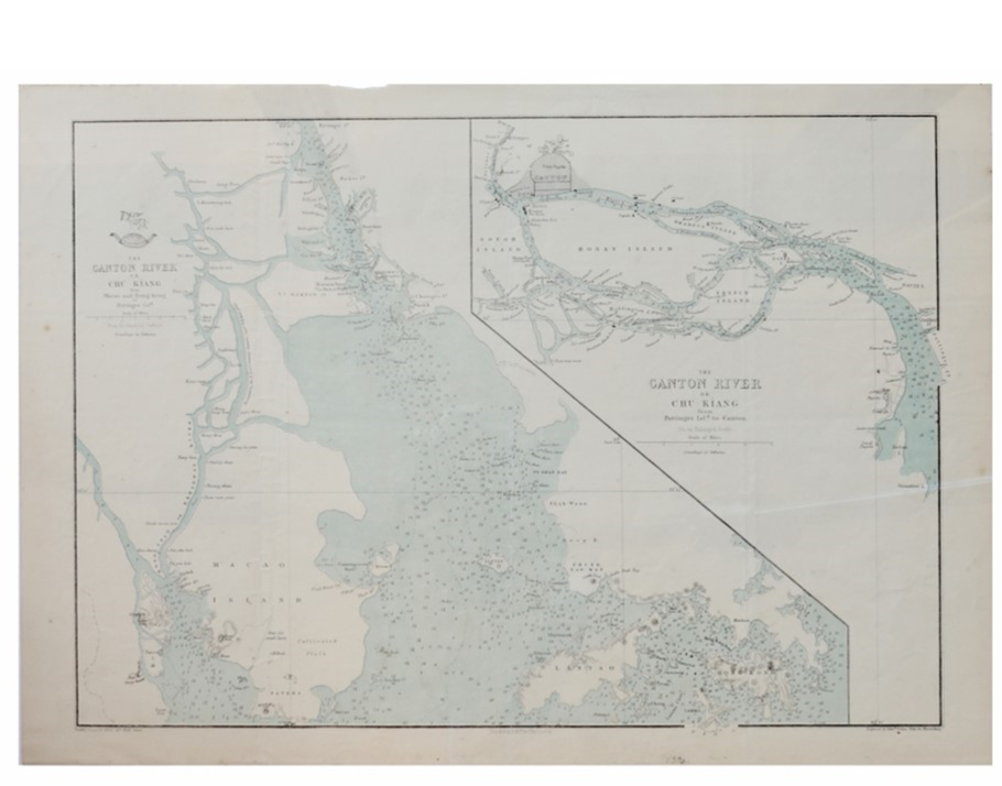 Hong Kong / Macau / Canton River rare original map from 1863 by Weller