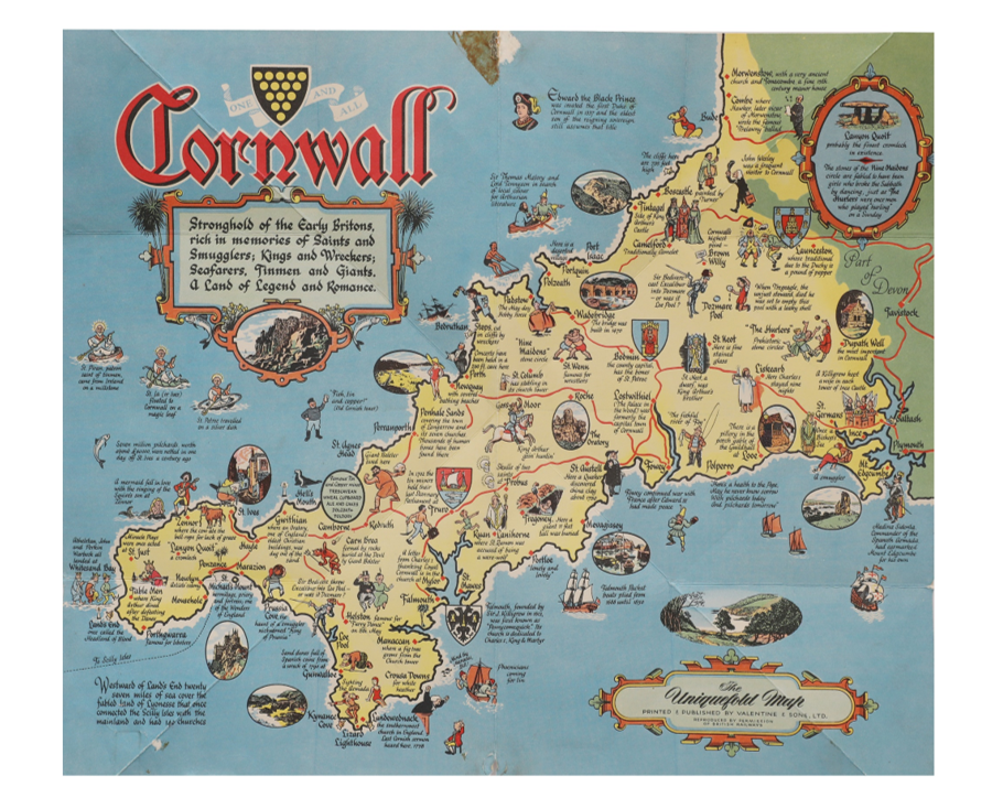 Original | Cornwall Pictorial Map 1940s