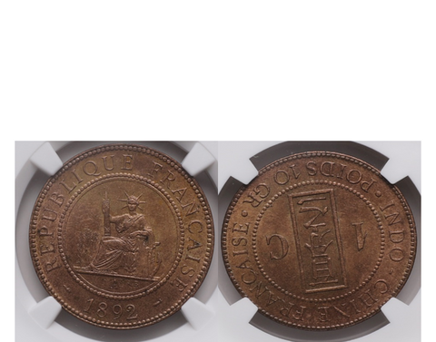 French Indo-China 1937 Silver 10 Cent NGC MS 66