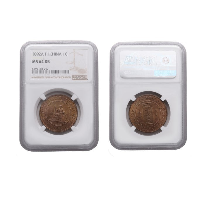 French Indo-China 1892-A Bronze 1 Cent NGC MS 64 RB