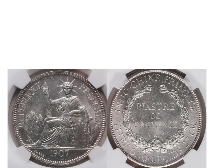 French Indo-China 1907-A Silver Piastre NGC MS 64+