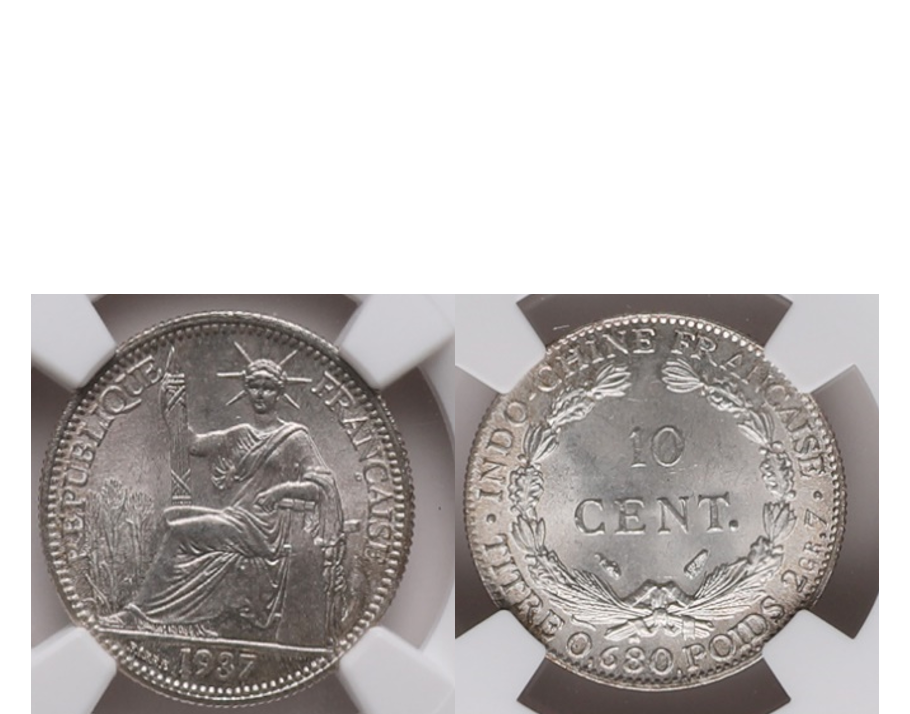 French Indo-China 1937 Silver 10 Cent NGC MS 66
