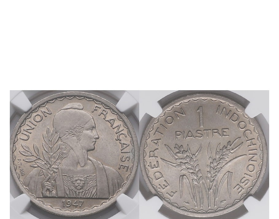 French Indo-China 1947 Reeded Edge Piastre NGC MS 65