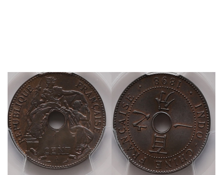 French Indo-China 1898-A Bronze 1 Cent PCGS MS 64 BN