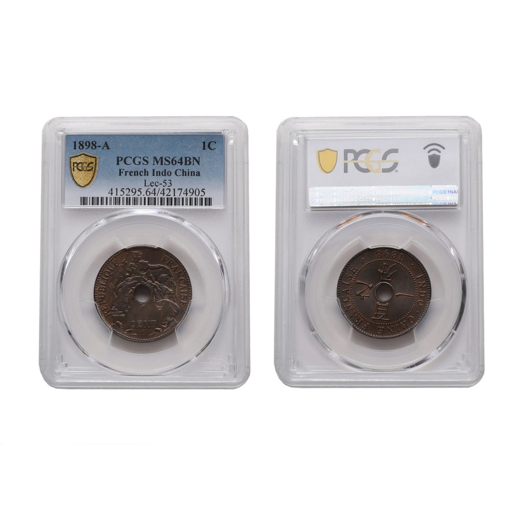 French Indo-China 1898-A Bronze 1 Cent PCGS MS 64 BN