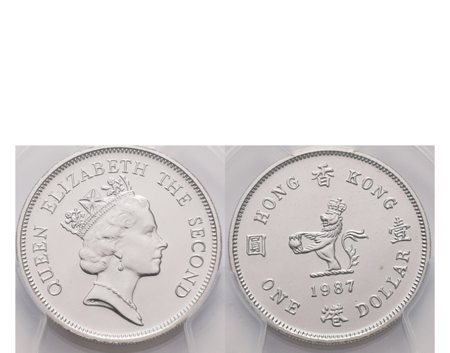 Proof Hong Kong Elizabeth II 1987 Copper-nickel 1 Dollar PCGS SP 66