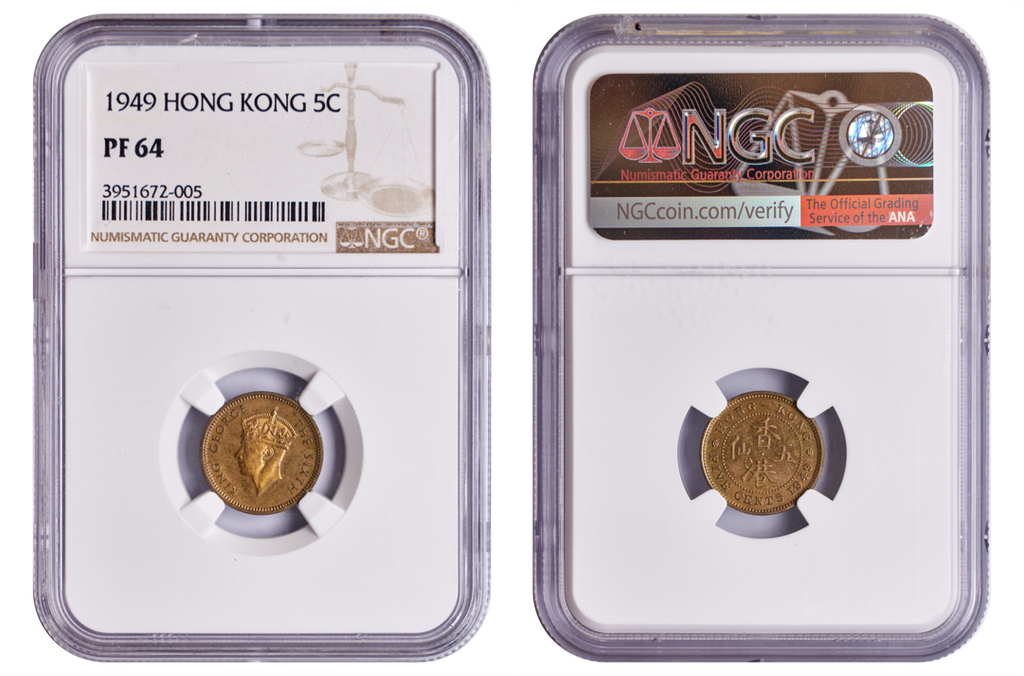 Proof Hong Kong George VI 1949 Nickel-brass 5 cents NGC PF 64