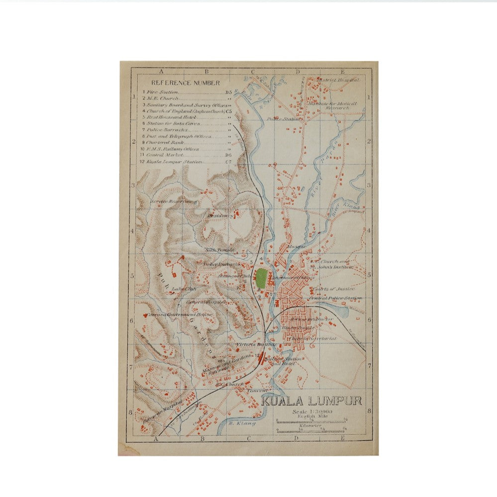 Original | Malaysia Kuala Lumpur City MAP 1920
