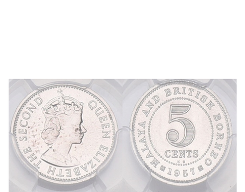 Malaya Elizabeth II 1957 KN 50 Cent PCGS MS 64