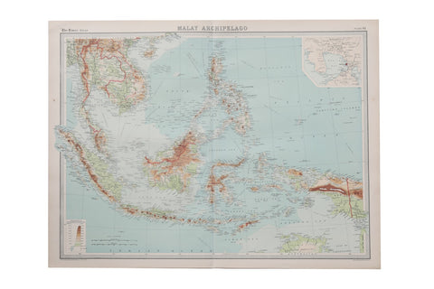 Indo-China Vintage Original Map by Stanford c.1904