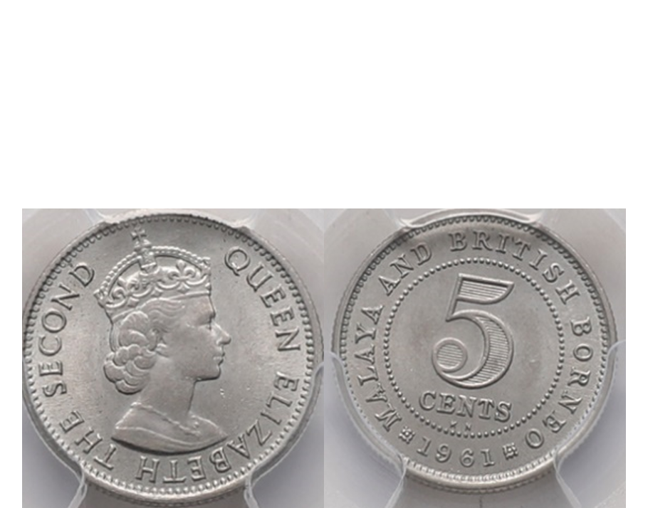 Malaya & British Borneo Elizabeth II 1961-KN (large) 5 Cent PCGS MS 64