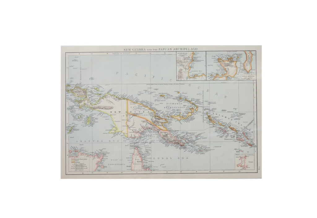 1898 Antique Map of Papua New Guinea Gazelle Peninsula Old 19th Century Original