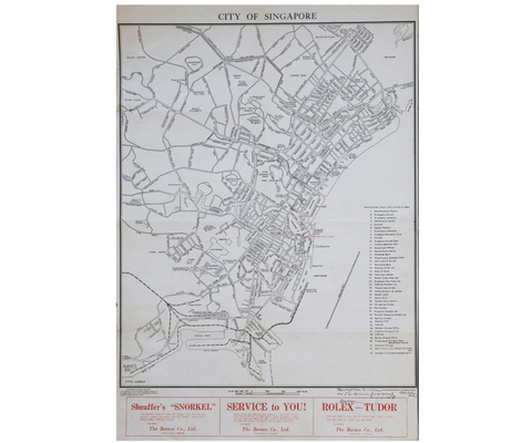 Original Fabric Map of Singapore & Penang 1957