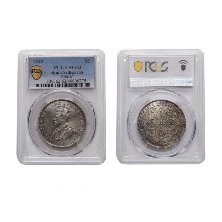 Straits Settlements George V 1920 Silver 1 Dollar PCGS MS 63