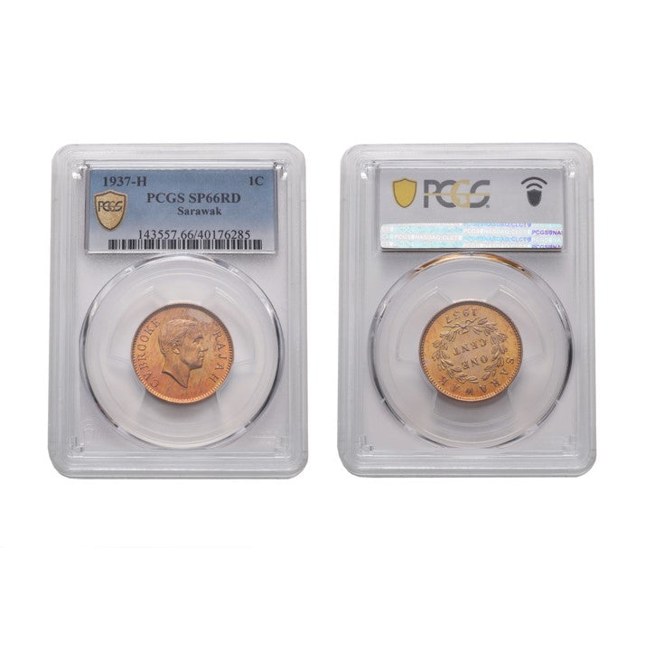 Sarawak C.V. Brooke Rajah Specimen 1937-H Cent PCGS SP 66 RD