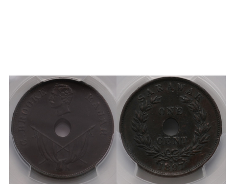 Sarawak C.V. Brooke Rajah Specimen 1937-H Cent PCGS SP 66 RD