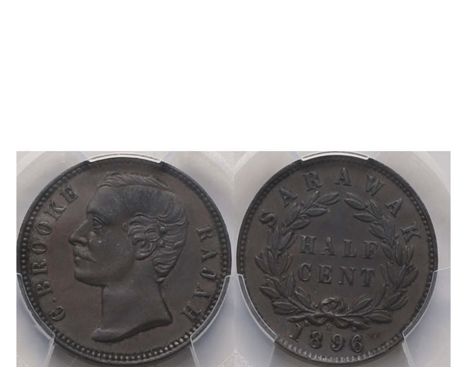 Sarawak Charles Brooke Rajah 1896-H 1/2 Cent PCGS AU 58