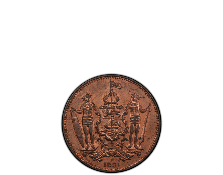 British North Borneo 1891-H 1 Cent Bronze PCGS MS 64 RB