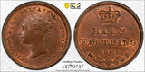 Great Britain Copper 1844 1/2 Farthing PCGS MS 63 BN S-3951