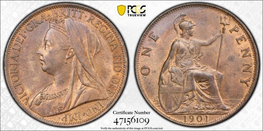 GREAT BRITAIN VICTORIA 1901 Penny 1D PCGS MS 64 RB S-3961