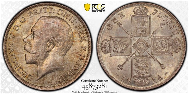 GREAT BRITAIN GEORGE V 1916 Florin PCGS MS 64 S-4012