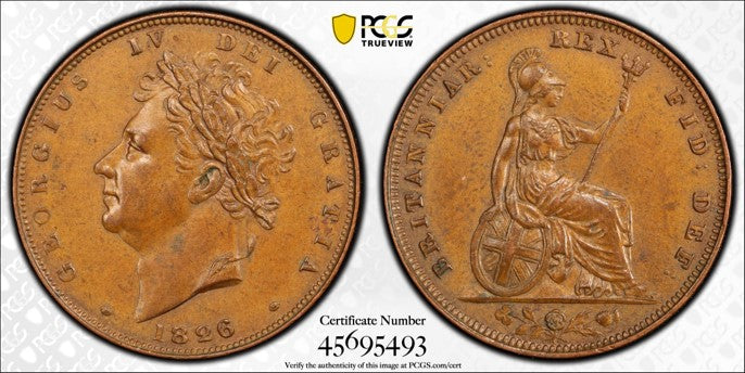 GREAT BRITAIN GEORGE IV 1826 1/4D PCGS MS 63 BN S-3825