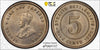 Straits Settlements George V 1920 5 cents cu-ni PCGS MS 62