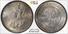Straits Settlements George V 1921 Silver 50 Cent PCGS MS 63