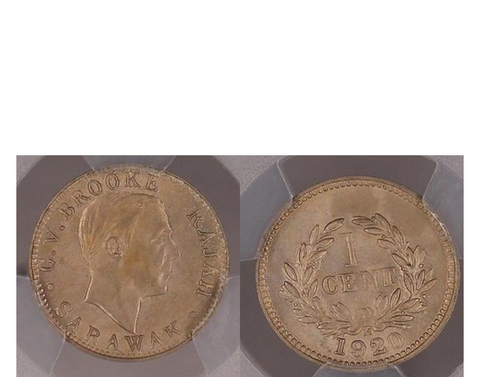 Sarawak C.V. Brooke Rajah Specimen 1937-H Cent PCGS SP 66 RD