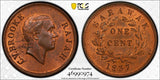 Sarawak C.V. Brooke Rajah Specimen 1937-H Cent PCGS MS 63 RB