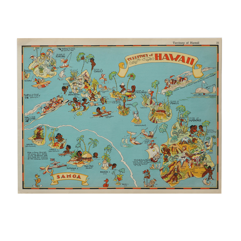 Original | Old USA Hawaii MAP 1935 - tradersofhongkong