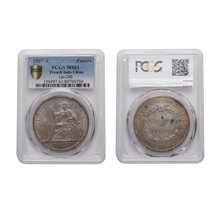 French Indo-China 1907-A Silver Piastre PCGS MS 61