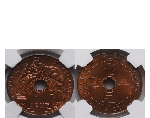 French Indo-China 1892-A Bronze 1 Cent NGC MS 64 RB