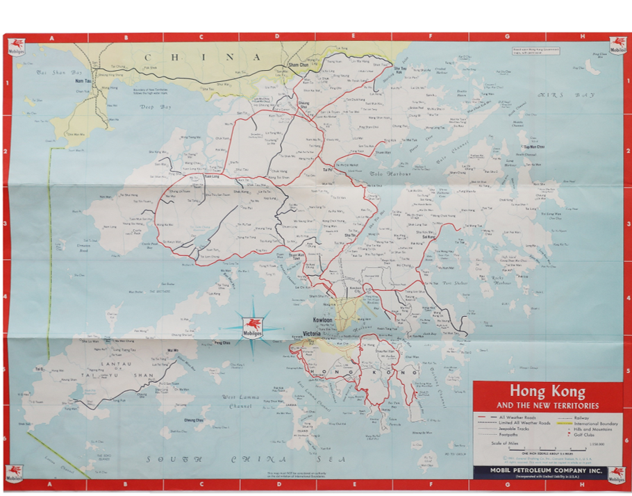 Original | Hong Kong Vintage Colour MAP 1961