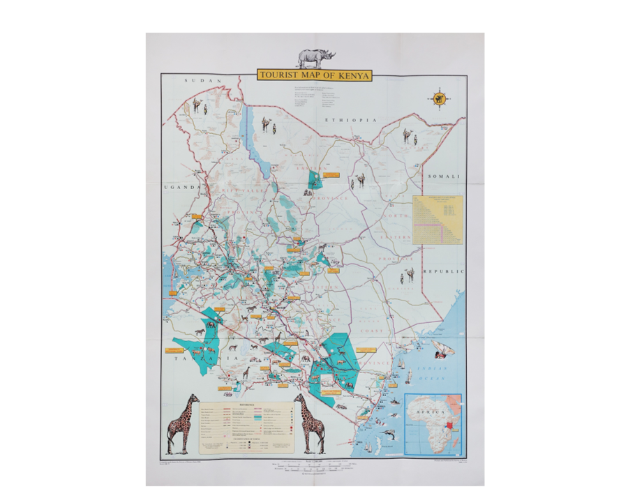 Original 1968 Tourist Pictorial Map of Kenya