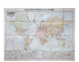 LES CINQ PARTIES DU MONDE PLANISPHERE Original map c.1920s